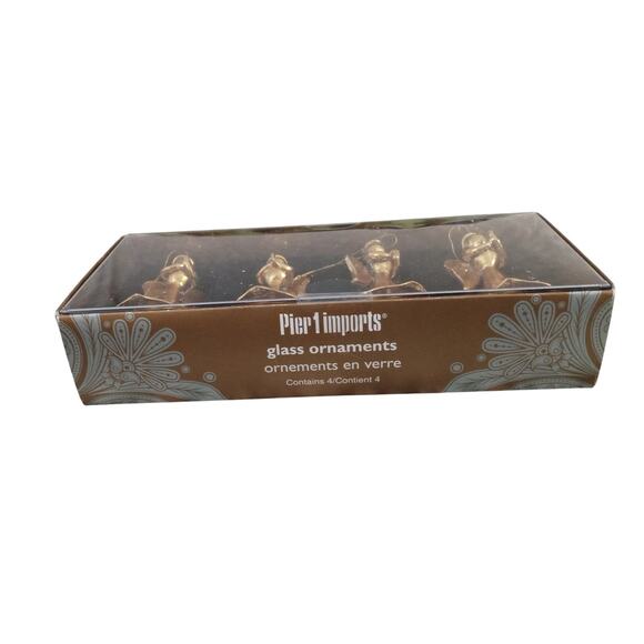 Pier 1 Imports Glass Angel Ornaments Set of 4 Gold Color - Picture 3 of 5